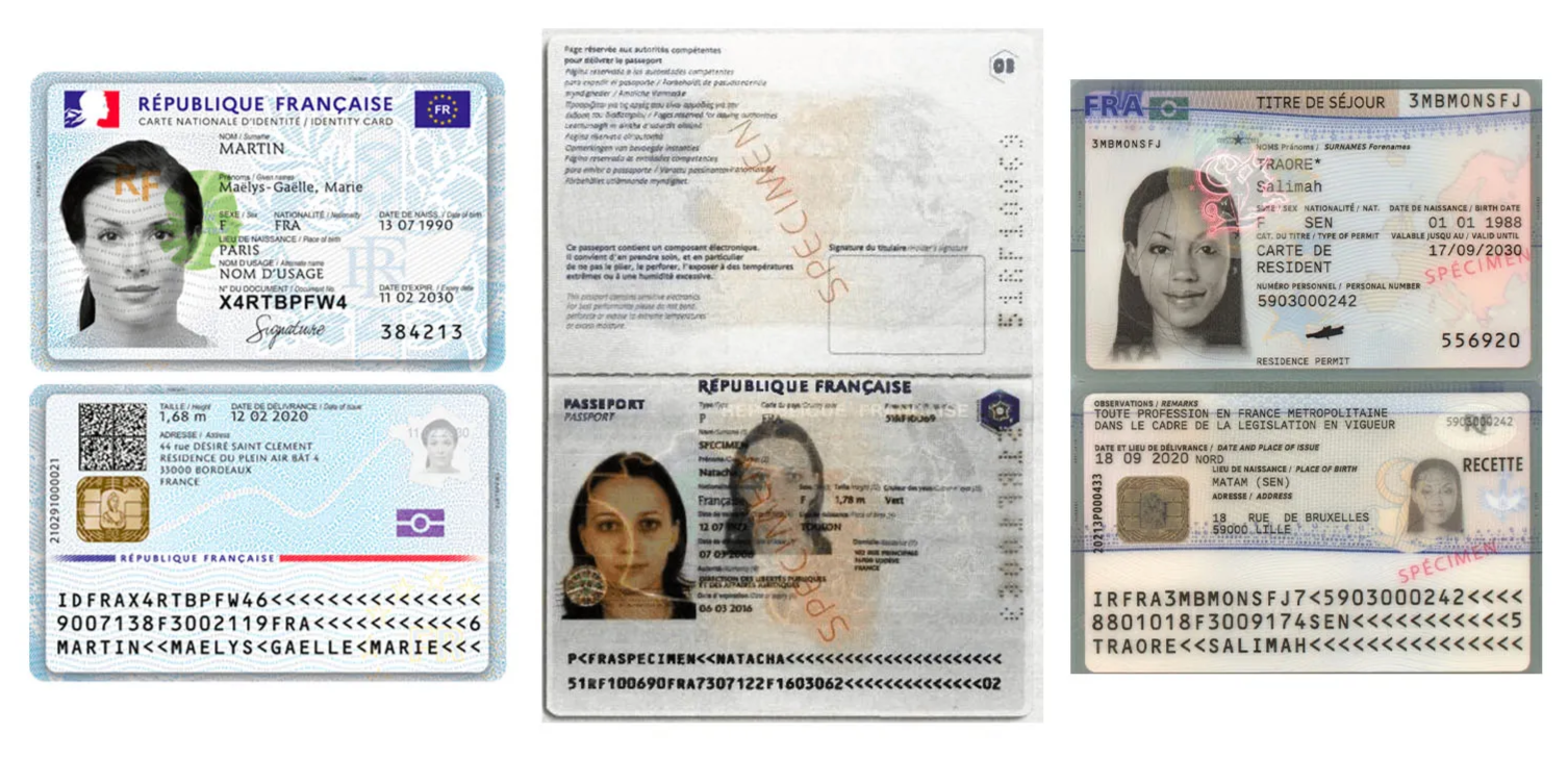 Exemple de pièce d'identité acceptée
