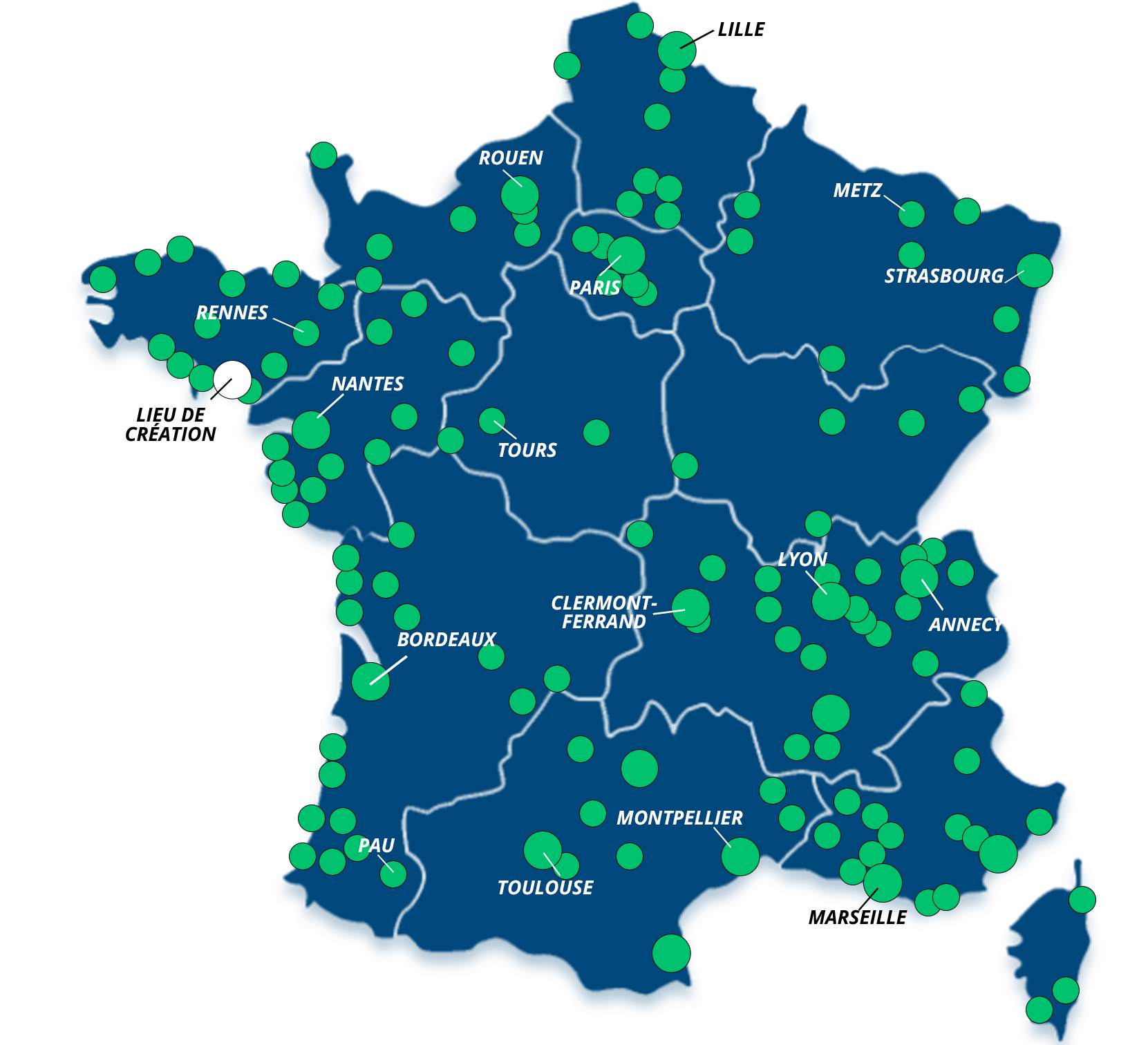 Carte France du réseau Easy Renter