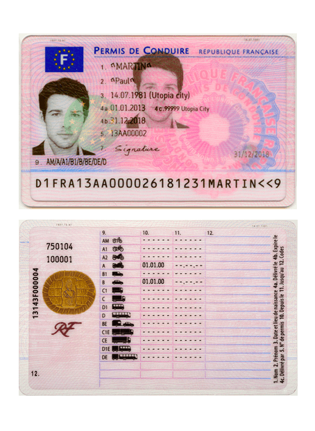Exemple permis de conduire